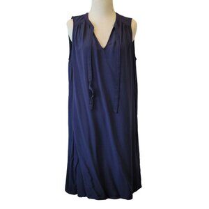 Old Navy Women's Long Tunic Blouse Top Dress Blue Large Sleeveless Tie Neck